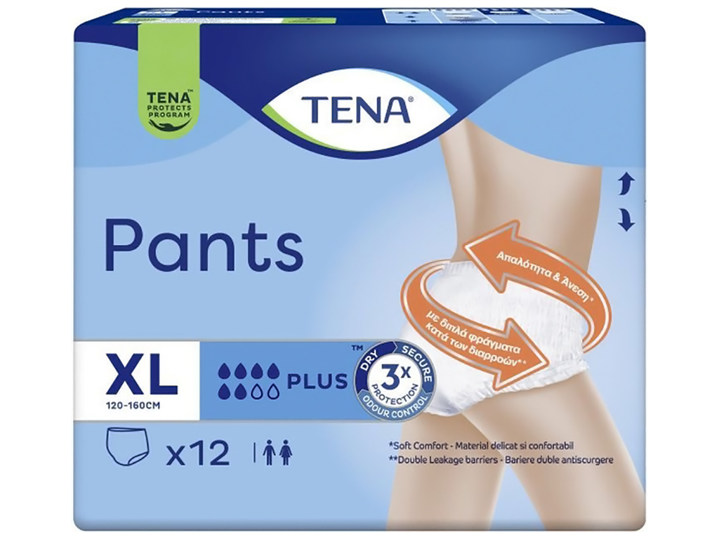 Підгузники-трусики TenaPants Plus XL, 120-160см, 6капель, 12шт