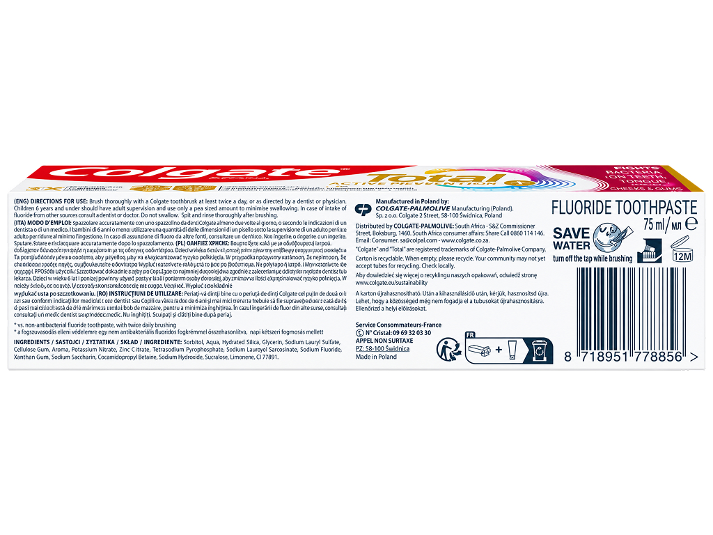Зубна паста Colgate Total Active Prevention Decay & Enamel Defense, захист емалі, 75 мл