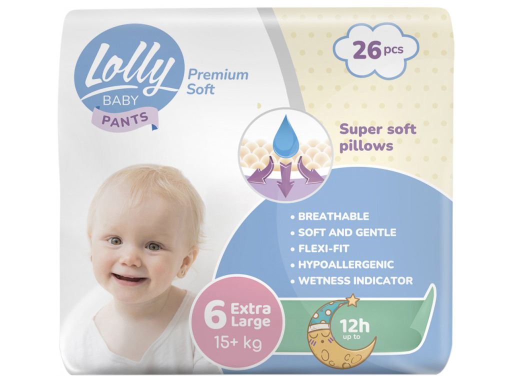 Подгузники - трусики на резинке Lolly Premium Soft Extra Large (15+кг) 26шт