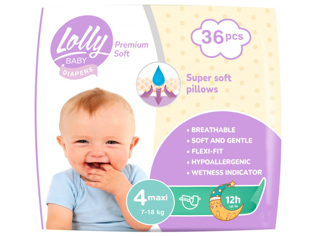 Подгузники детские Lolly Premium Soft (7-18кг) 36шт