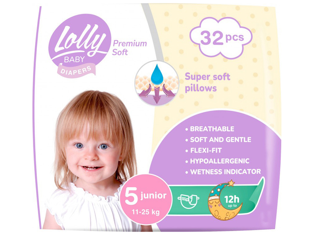 Подгузники детские Lolly Premium Soft (11-25кг) 32шт