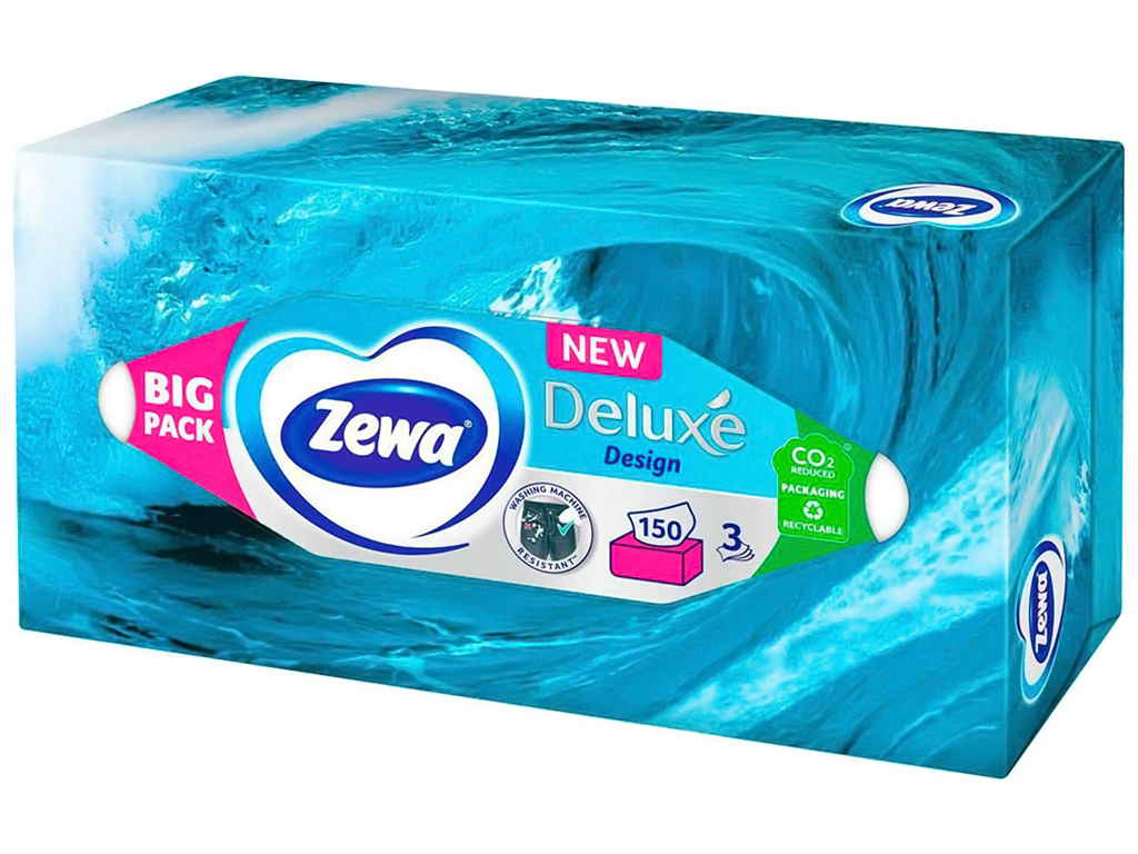 Салфетки косметические Zewa Deluxe, 3х слойные, 150шт