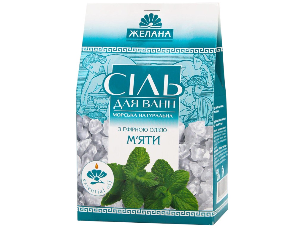 Соль для ванны Желана, морская натуральная с эфирным маслом мяты, 500г