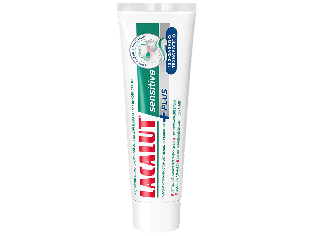 Зубна паста Lacalut Sensitive Plus, для чутливих зубів і ясен, 75 мл