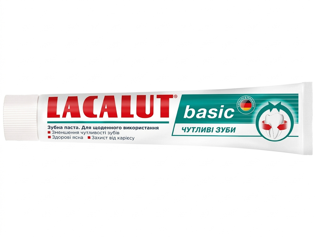 Паста зубна Lacalut Basic Чутливі зуби, зниження чутливості та догляд за ясен, 75мл