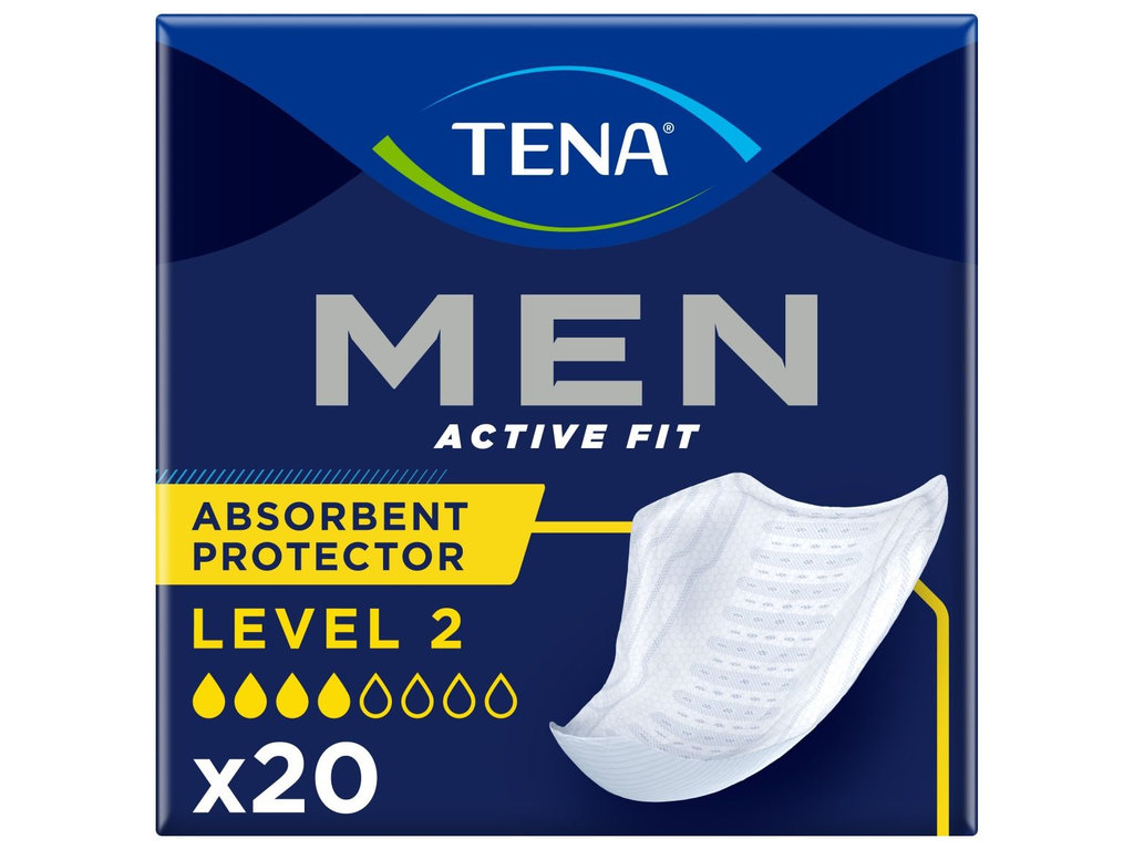 Прокладки урологические Tena Men Active Fit Level 2, для мужчин, анатомическая форма, 4 капли, 20шт