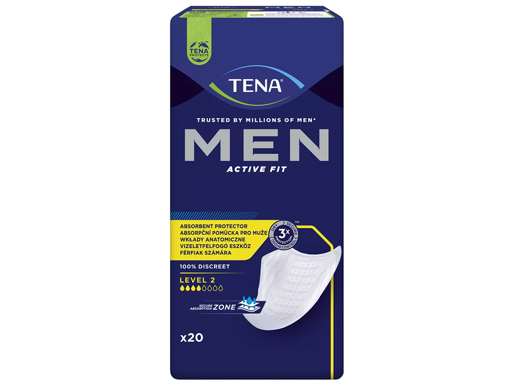 Прокладки урологические Tena Men Active Fit Level 2, для мужчин, анатомическая форма, 4 капли, 20шт