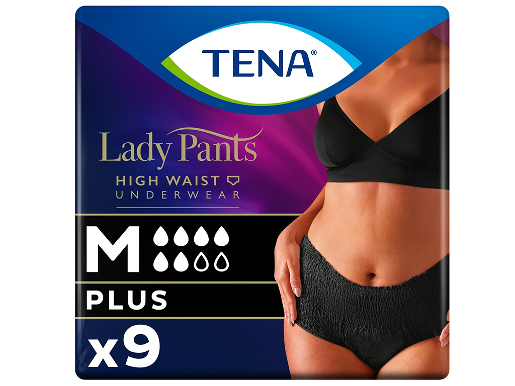 Трусы урологические Tena Lady Pants Plus, размер M, 75-105 см, 5,5 капель, цвет чёрный, 9шт
