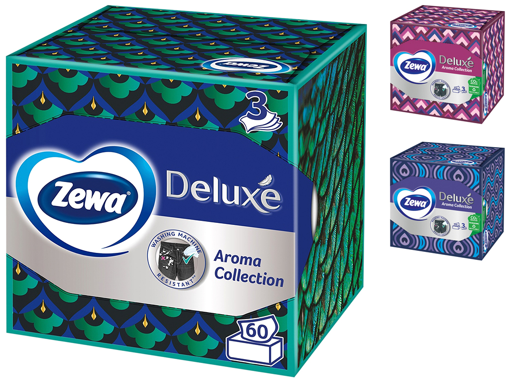 Серветки косметичні Zewa Deluxe Aroma, 3х шарові, 60шт