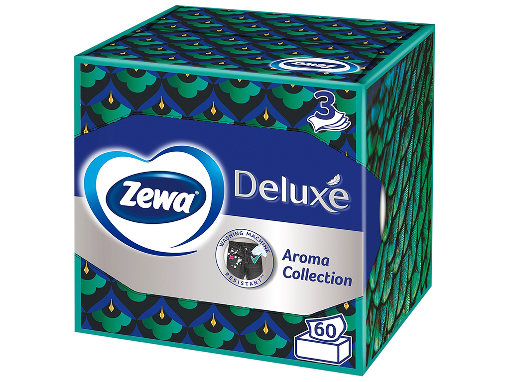 Серветки косметичні Zewa Deluxe Aroma, 3х шарові, 60шт