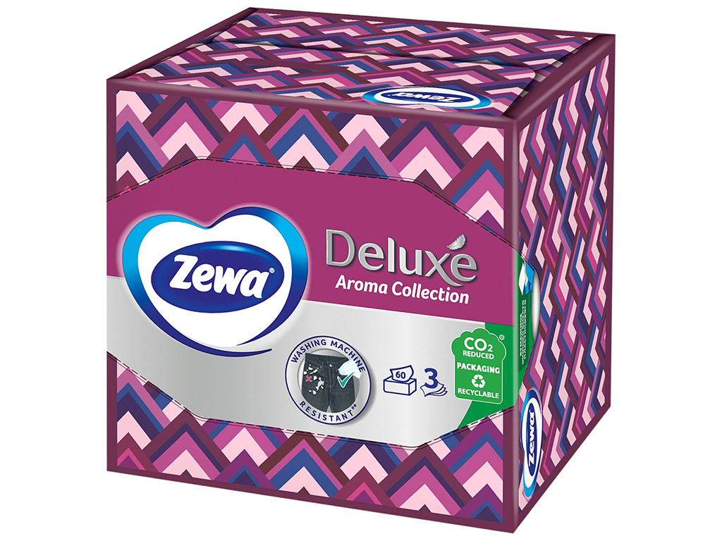 Серветки косметичні Zewa Deluxe Aroma, 3х шарові, 60шт