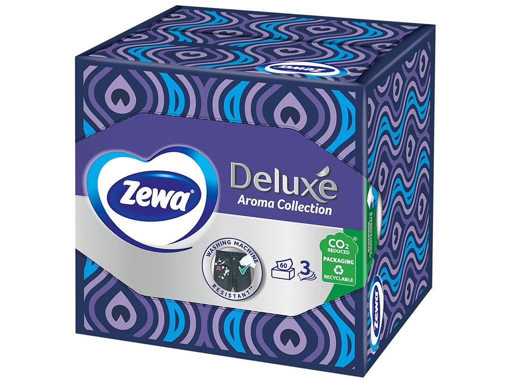 Серветки косметичні Zewa Deluxe Aroma, 3х шарові, 60шт