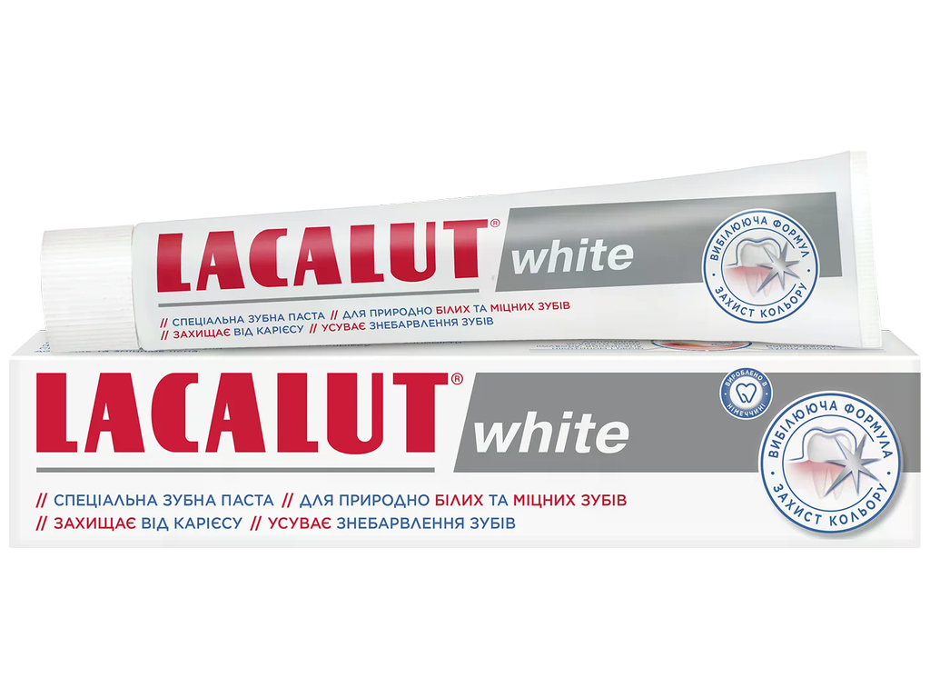 Паста зубна Lacalut White, відбілювання та видалення нальоту, захист від карієсу, 75мл