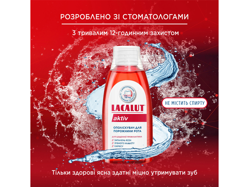 Ополаскиватель для полости рта Lacalut Aktiv, антисептическое действие и уход за дёснами, 300мл