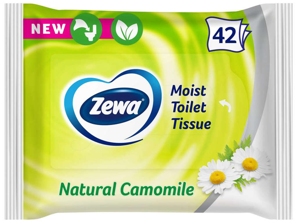 Вологий туалетний папір Zewa Natural Camomile, 42шт