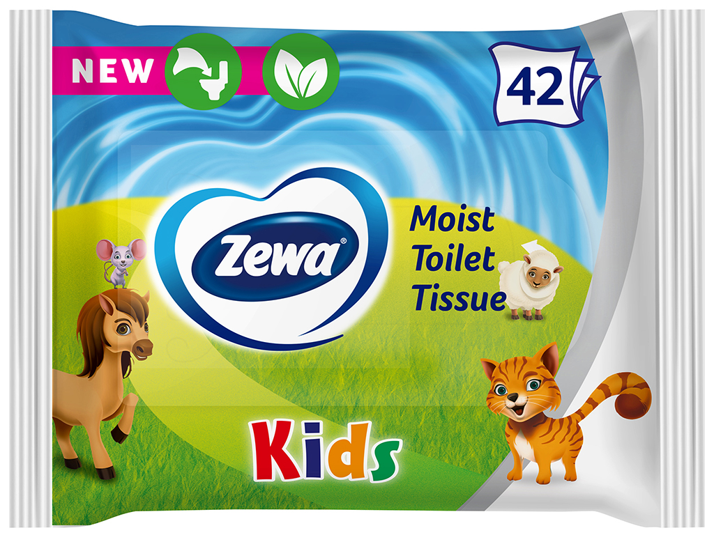 Влажная туалетная бумага Zewa Kids, 42шт