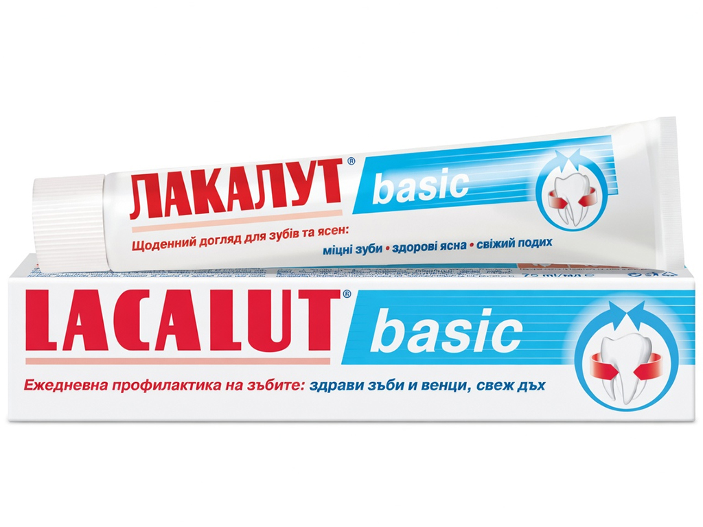 Паста зубна Lacalut Basic, очищення та захист від нальоту, догляд за яснами, 75мл