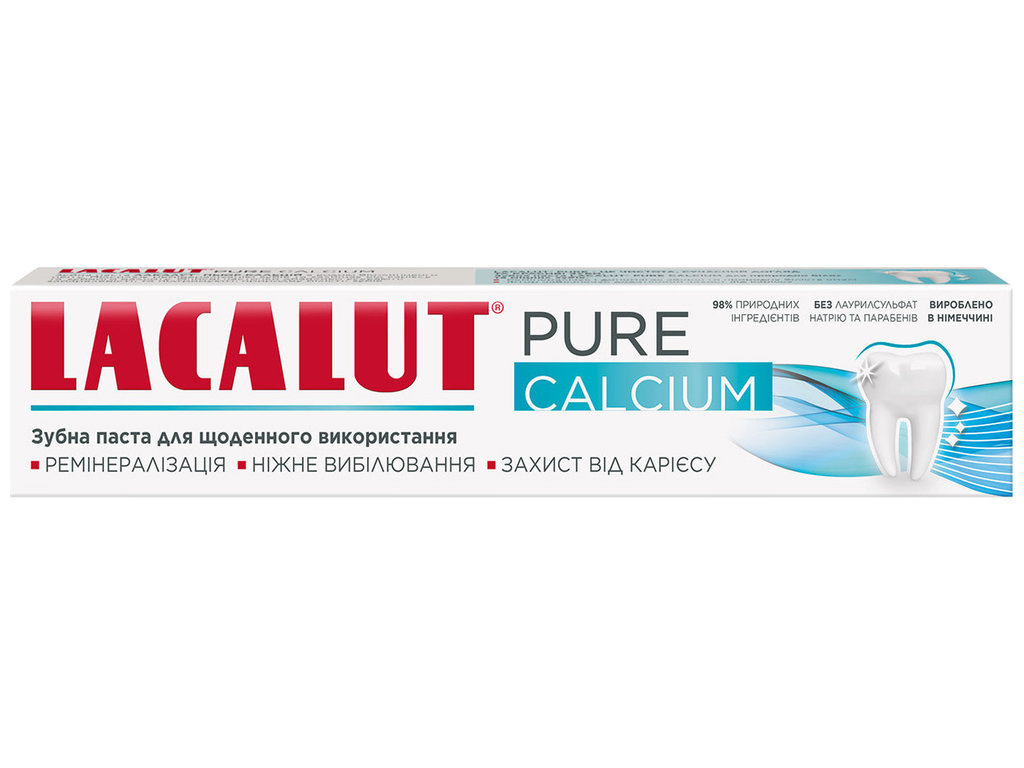 Паста зубная Lacalut Pure Calcium с цветочной водой липы, реминерализация и защита эмали, 75мл