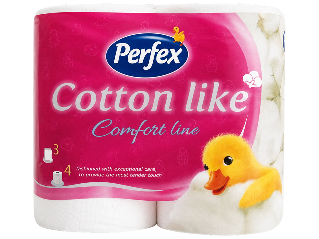 Туалетная бумага Perfex Cotton Like, целлюлоза, 3 слоя, 4шт, (цена за набор)