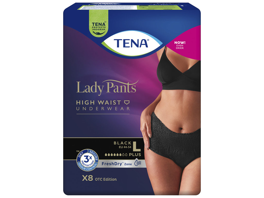 Трусы урологические Tena Lady Pants Plus, размер L, 95–130 см, 5,5 капель, цвет чёрный, 8шт