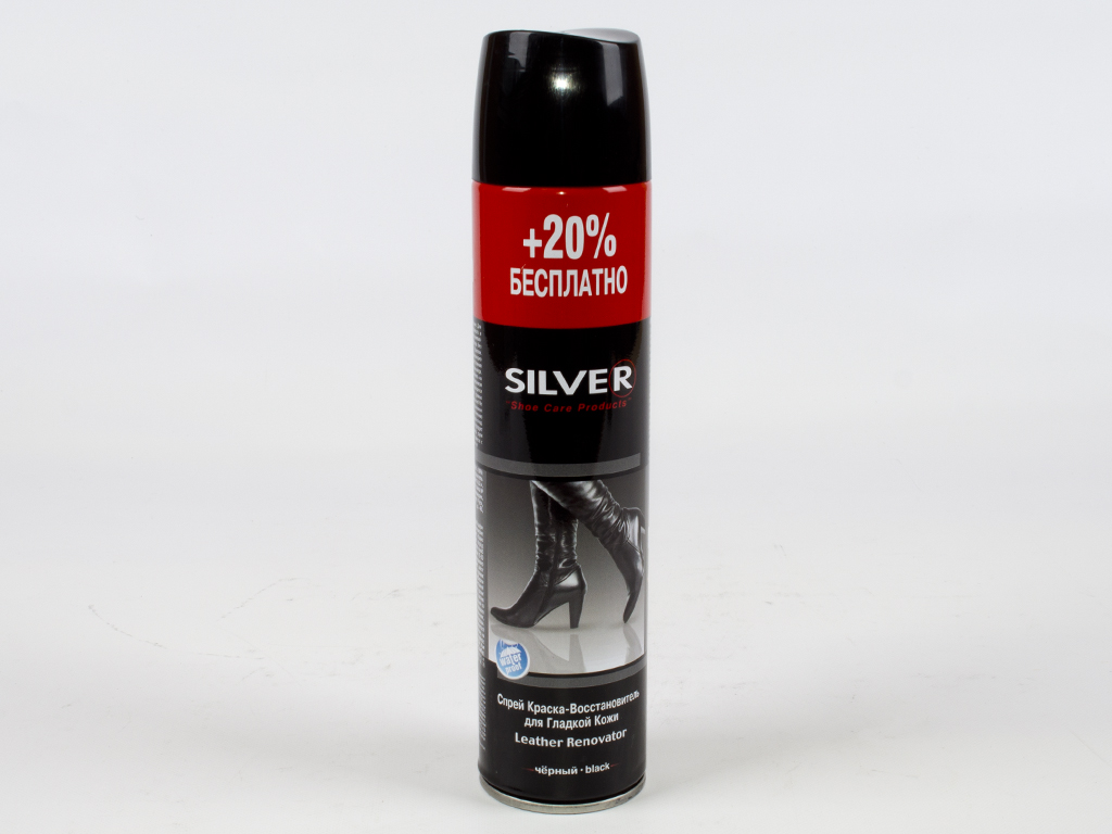 Спрей-краска востанавливающая Silver Pr для гладкой кожи (Черный цвет) 300мл