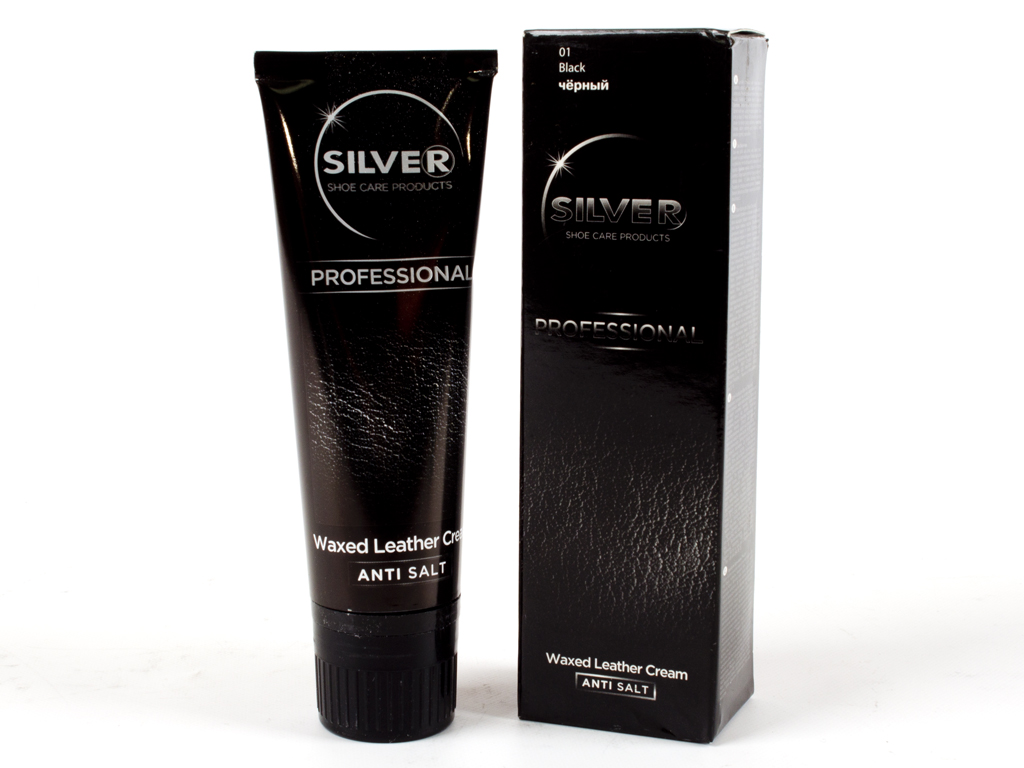 Крем-краска для обуви в тюбике Silver PRO (Черный цвет) 75мл