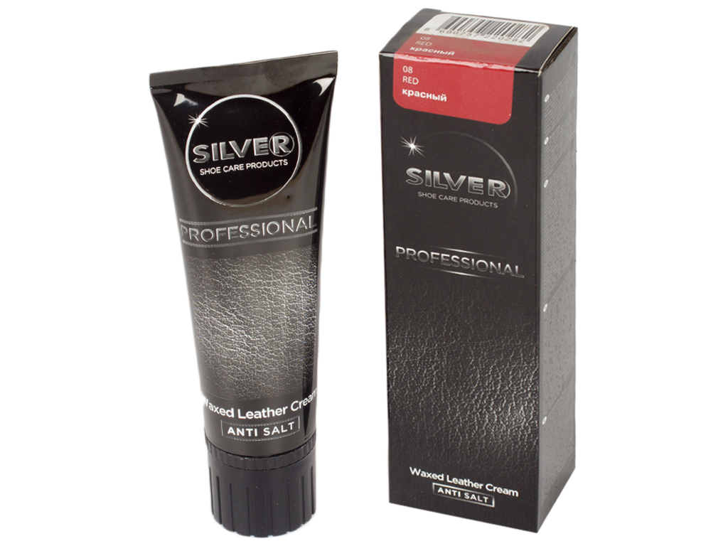 Крем-краска для обуви в тюбике Silver PRO (красный цвет) 75мл