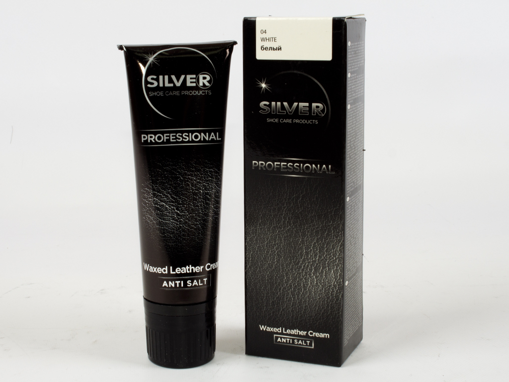 Крем-краска для обуви в тюбике Silver PRO (Белый цвет) 75мл