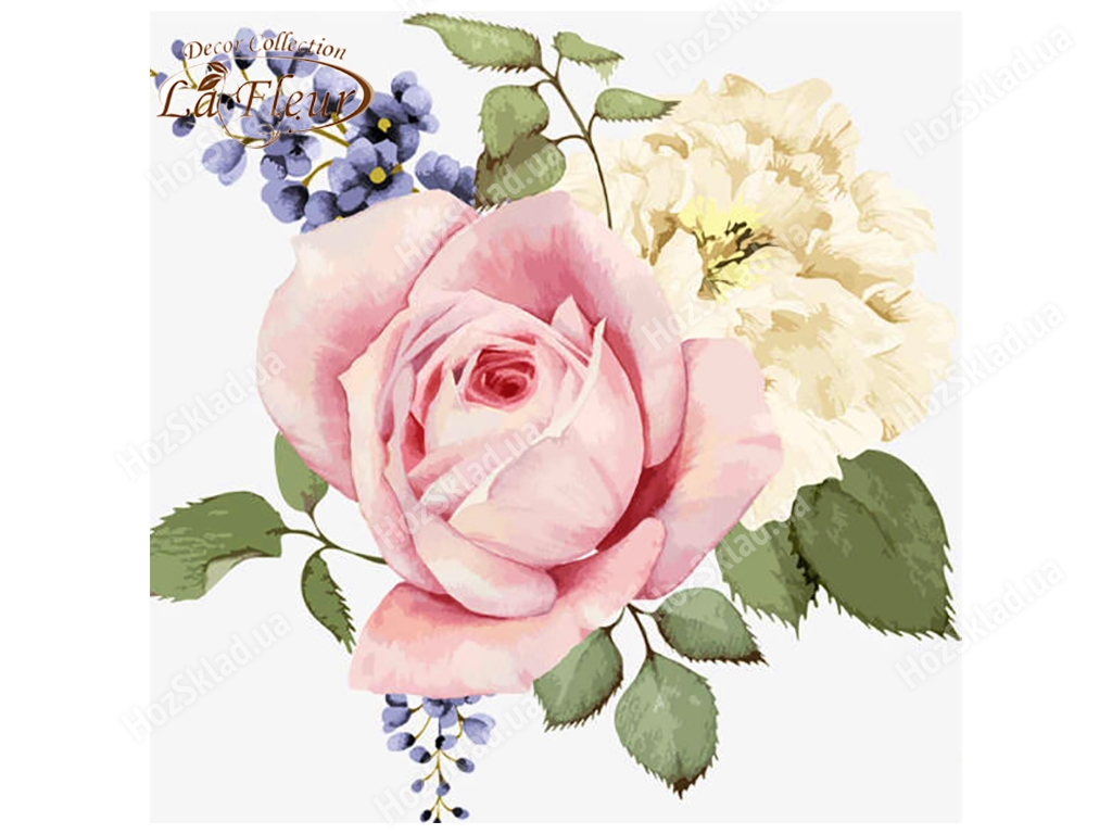 Салфетка La Fleur Цветочное трио 33х33см 2 слоя 16шт