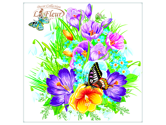Салфетка La Fleur Первоцвет 33х33 2 слоя 20шт