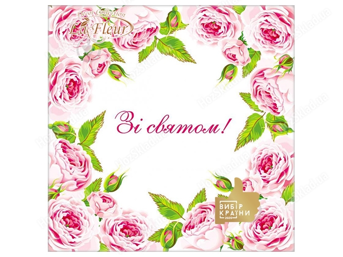 Салфетка La Fleur Розовая рамка 33х33см 2 слоя 16шт
