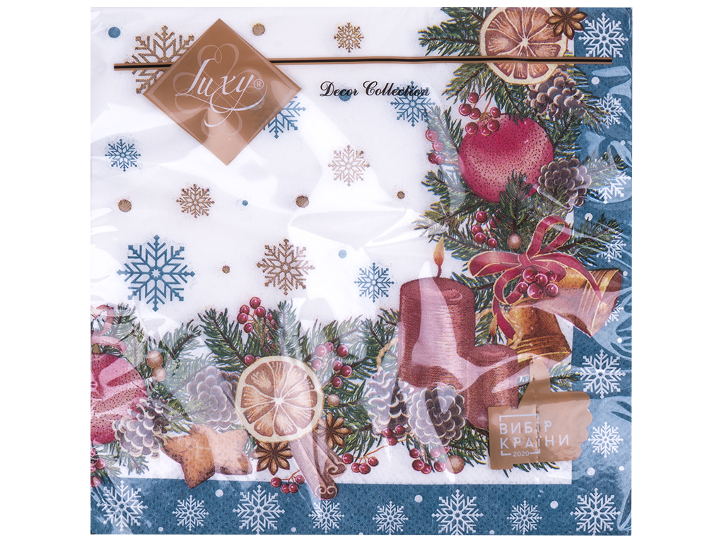 Серветка Luxy Запах Різдва, 33х33см, 3 шари, 18шт