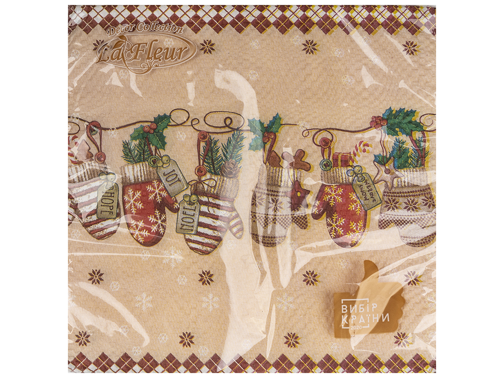 Салфетка La Fleur Праздничные перчатки, 33х33см, 2слоя, 16шт