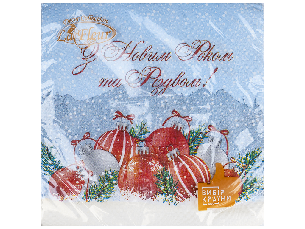 Серветка La Fleur Іграшки в снігу, 33х33см, 2шари, 16шт