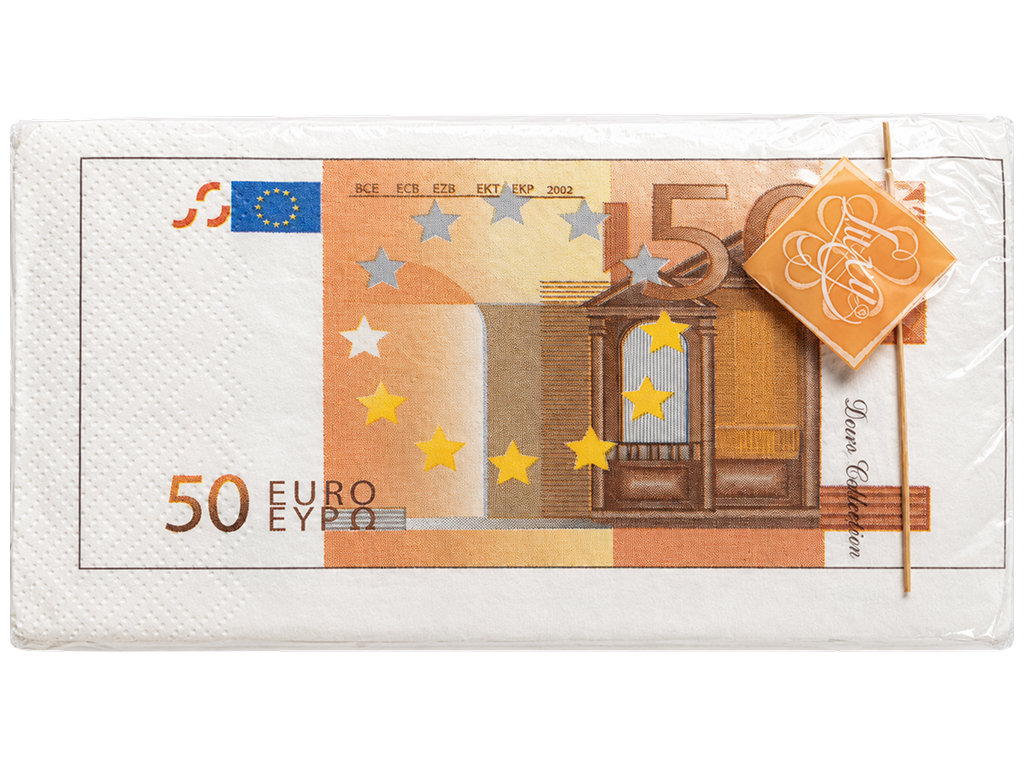 Салфетки бумажные трехслойные Luxy MINI 50 евро, 33×33 см, 10 шт Салфетки бумажные трехслойные Luxy MINI 50 евро, 33×33 см, 10 шт