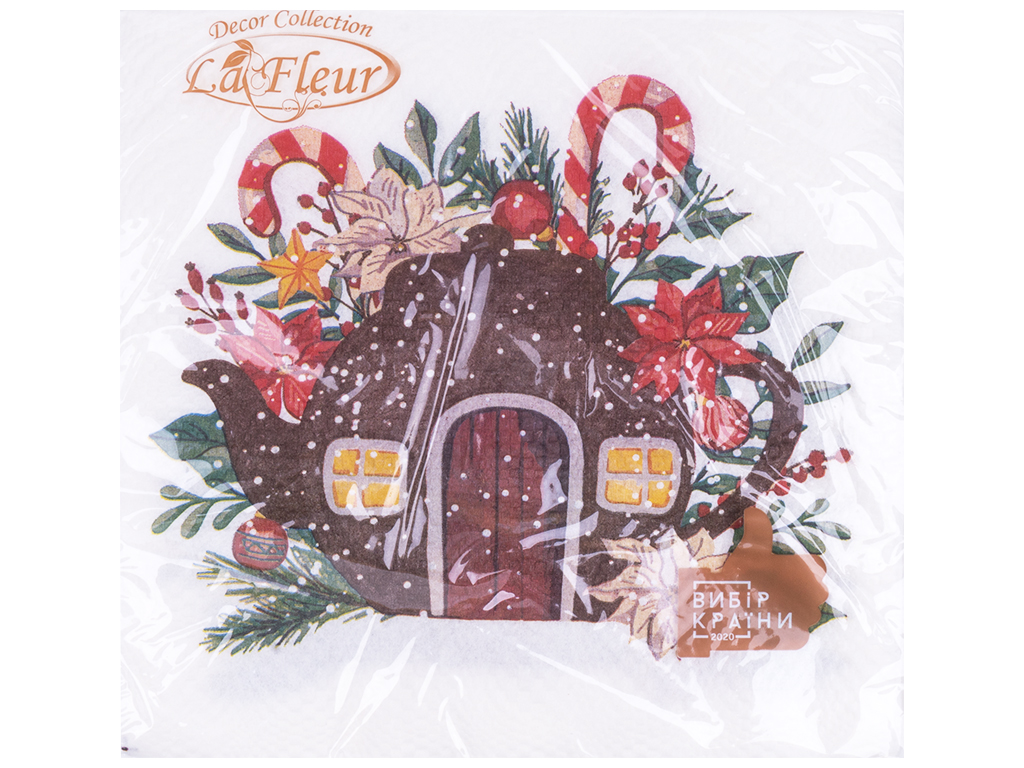 Салфетка La Fleur Рождественский дом эльфов, 33х33см, 2слоя, 16шт