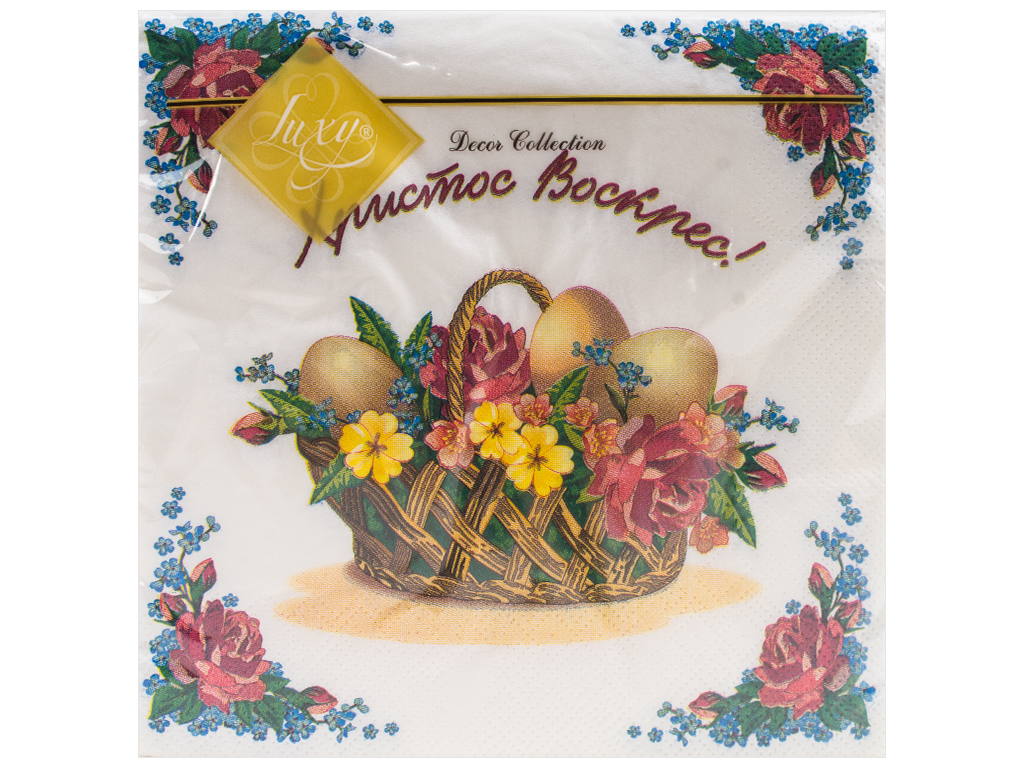 Салфетка Luxy "Цветочная корзина" 33х33см, 3 слоя, 20 шт