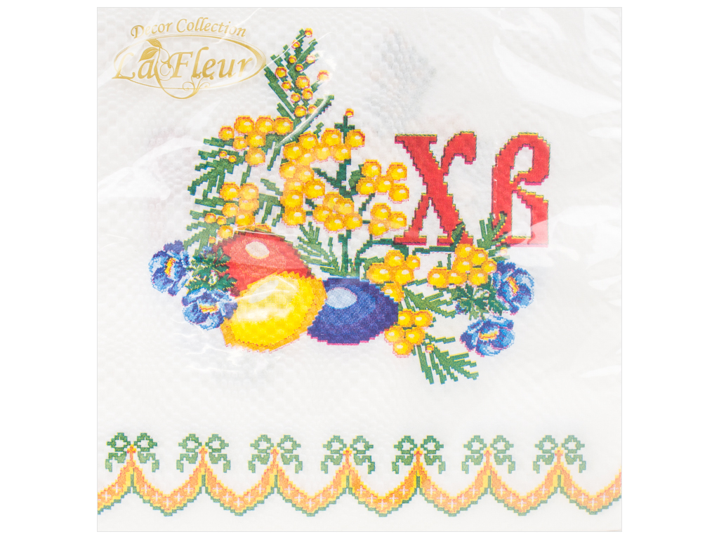Салфетка La Fleur "Пасхальная вышивка" 33х33см, 2 слоя, 20шт