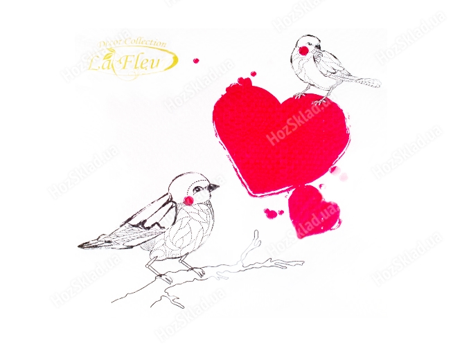 Салфетка La Fleur Влюбленные птички 33х33см 2 слоя 20 шт