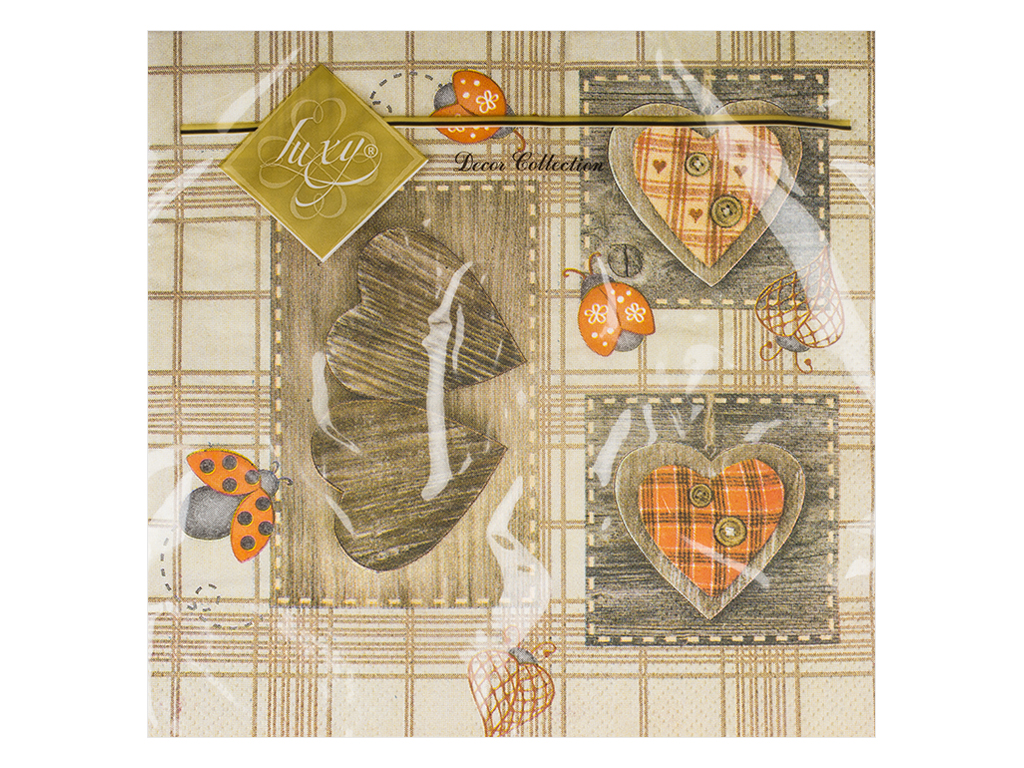 Салфетка Luxy "Резные сердца", 20 шт/уп., размер 33x33см, (3 слоя)