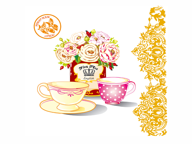 Салфетка La Fleur "Чайная композиция" 33х33см 2 слоя 20шт