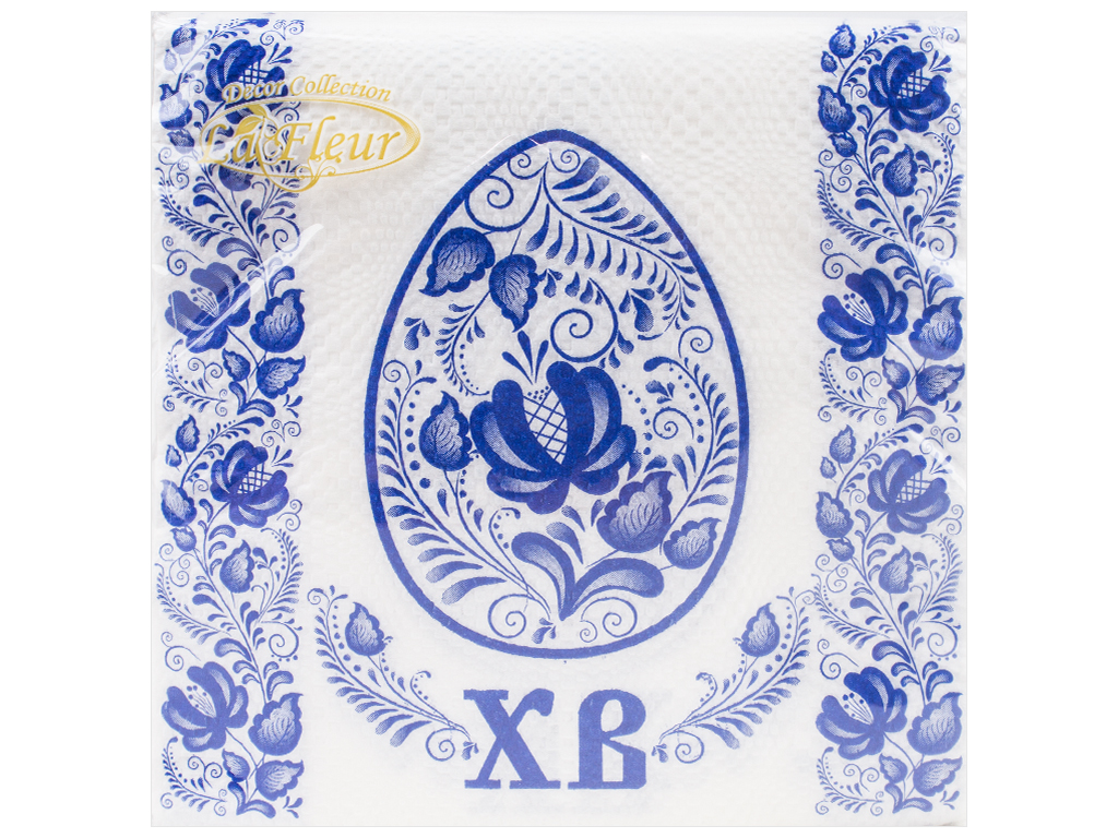 Салфетка La Fleur "Голубой декор" 33х33см, 2 слоя, 20шт