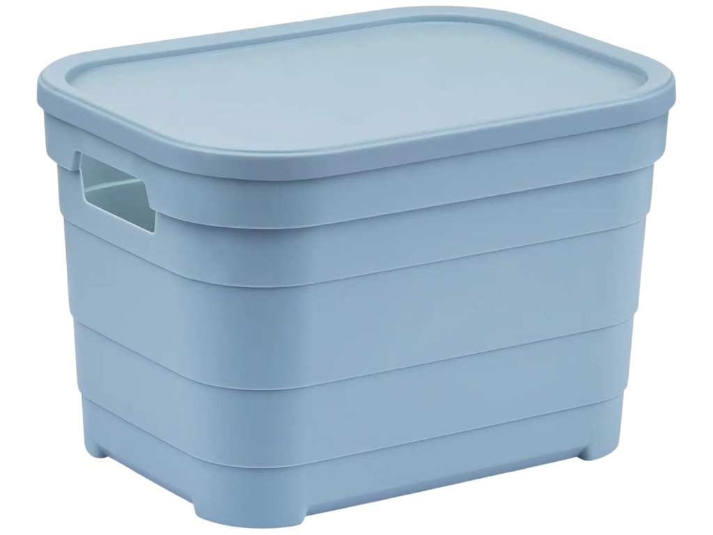 Корзина Idea Home Pyramid, прямоугольная, с крышкой, пластик, 5л, 24×18×16,5см, цвет голубой
