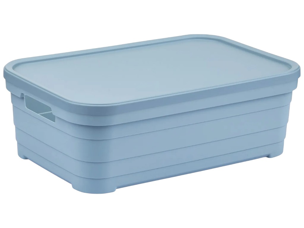 Корзина Idea Home Pyramid, прямоугольная, с крышкой, пластик, 8,2л, 36×24×12,5см, цвет голубой