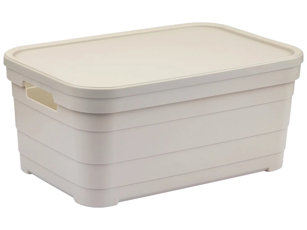 Корзина Idea Home Pyramid, прямоугольная, с крышкой, пластик, 10,8л, 36×24×16,5см, цвет бежевый