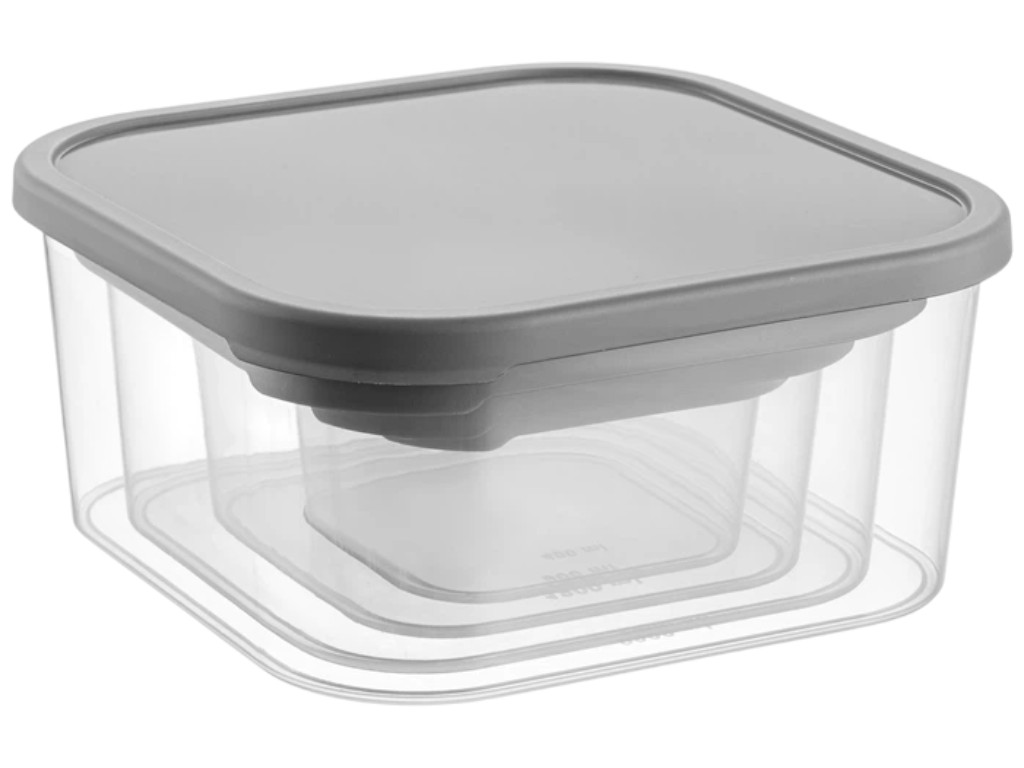 Набор контейнеров Idea Home Quick Box Gray, квадратные, пластик, 0,4л, 0,9л,1,8л, 2,9л (цена за 4шт)