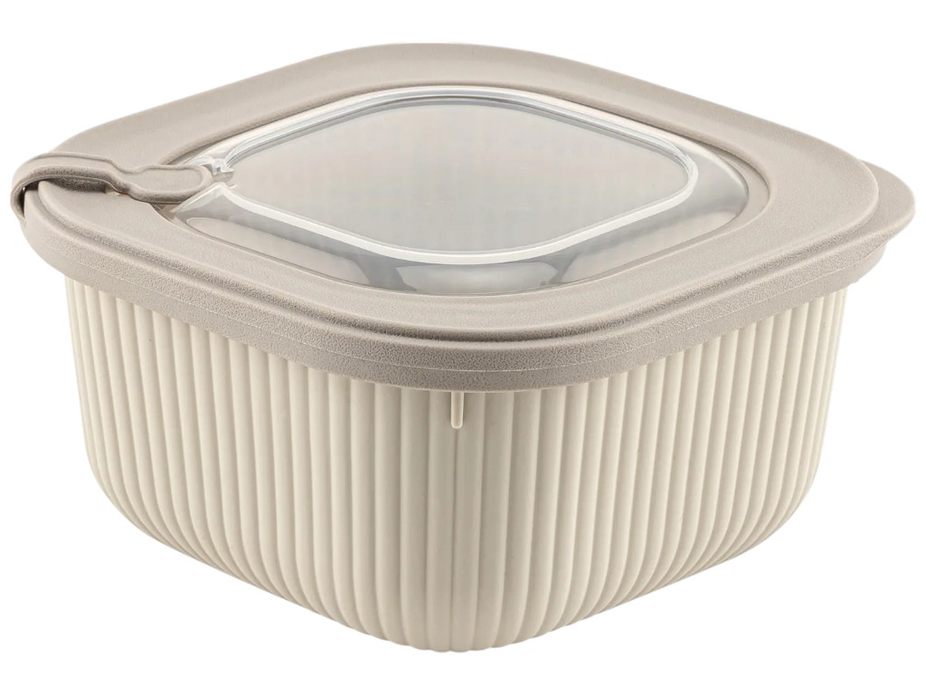 Контейнер Idea Home Line Box, квадратный, пластик, TPE, 600мл, 6,5×12,5×12,5см, цвет бежевый