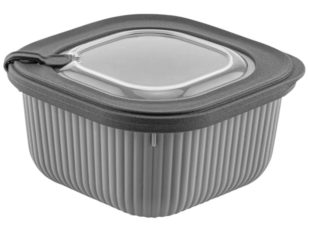 Контейнер Idea Home Line Box, квадратный, пластик, TPE, 600мл, 6,5×12,5×12,5см, цвет серый