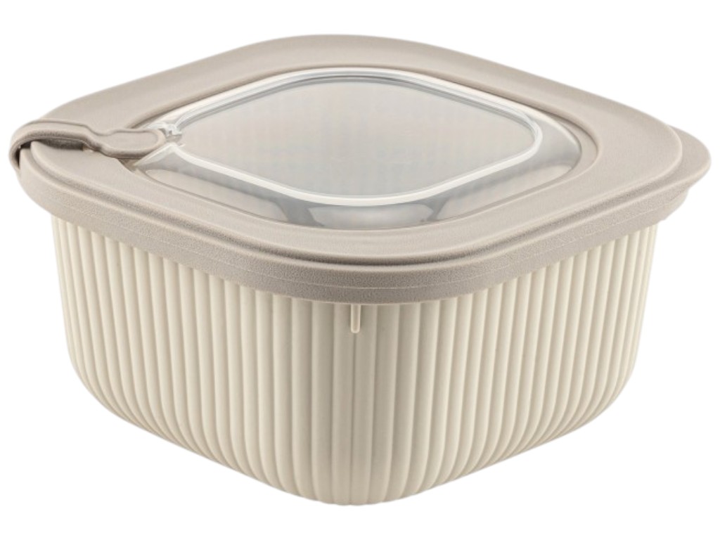 Контейнер Idea Home Line Box, квадратный, пластик, TPE, 1,1л, 8×15×15см, цвет бежевый