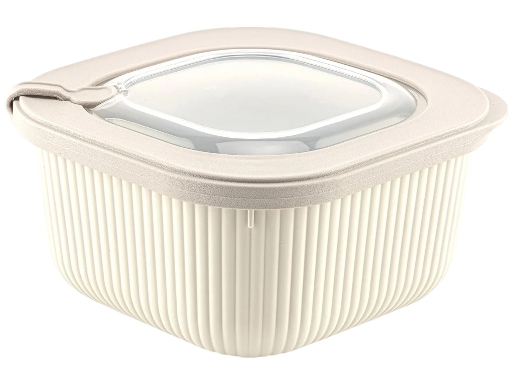 Контейнер Idea Home Line Box, квадратный, пластик, TPE, 1,8л, 9,5×18×18см, цвет бежевый